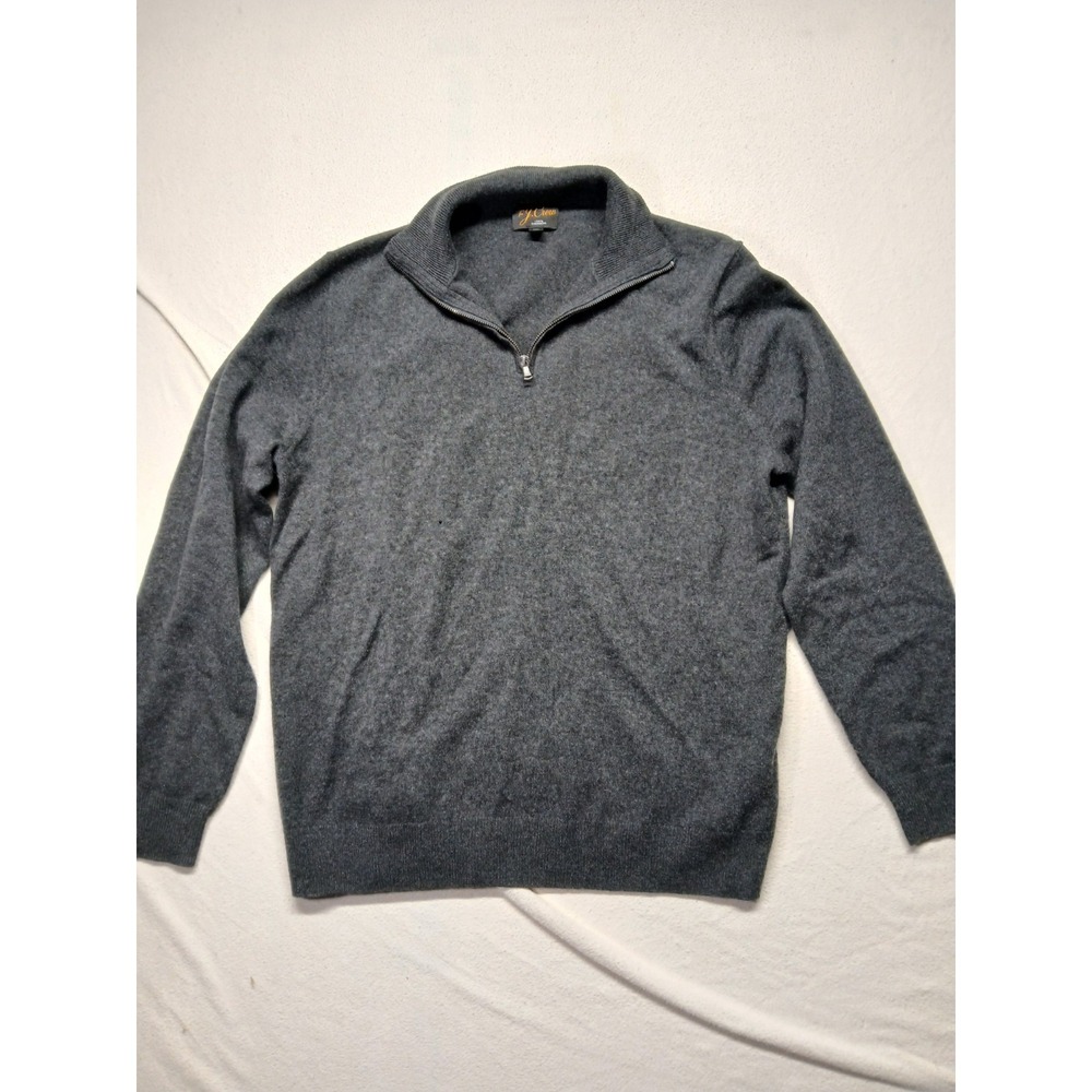 J.CREW Cashmere Sweater Mens Medium 1/4 Zip Pullover Jumper Blue‎ Soft